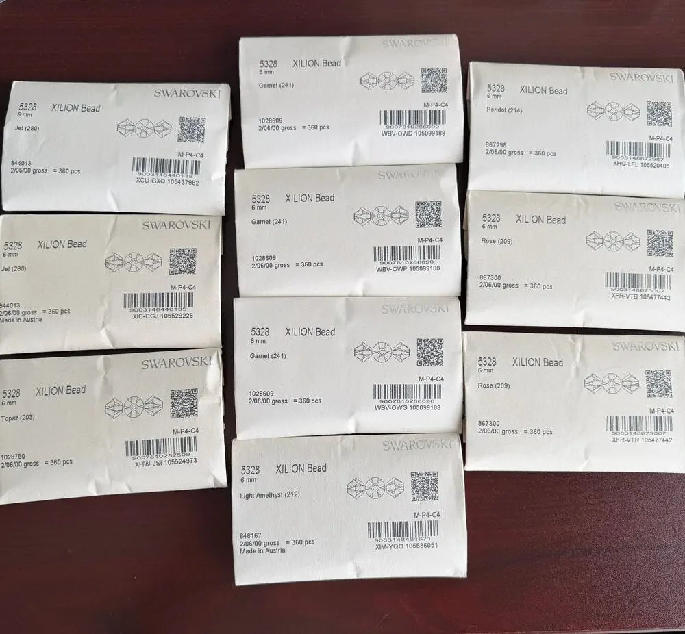 10 SEALED Genuine Swarovski Crystal Factory Packs, 6mm 5328 Bicone 3,600 Beads
